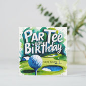 ゴルフの60番目の誕生日でティーにゴルフボール 招待状 (スタンド正面)