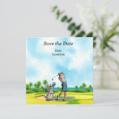ゴルフのSave the Dateパーティー ゴルファー付き 招待状 (スタンド正面)