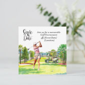 ゴルフのSave the Dateパーティー 女性ゴルファーのパーティー 招待状 (スタンド正面)