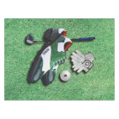 ゴルフはあなたの名前の球の手袋クラブ運転者に蹄鉄を打ちます テーブルクロス (正面(横))