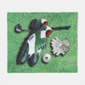 ゴルフはあなたの名前の球の手袋クラブ運転者に蹄鉄を打ちます フリースブランケット (正面(横))