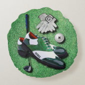 ゴルフはあなたの名前の球の手袋クラブ運転者に蹄鉄を打ちます ラウンドクッション (裏面)