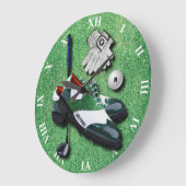 ゴルフはあなたの名前の球の手袋クラブ運転者に蹄鉄を打ちます ラージ壁時計 (傾斜)