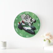 ゴルフはあなたの名前の緑の球そして手袋に蹄鉄を打ちます ラージ壁時計 (ホーム)