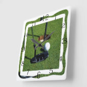 ゴルフはそのパーを作る スクエア壁時計 (傾斜)