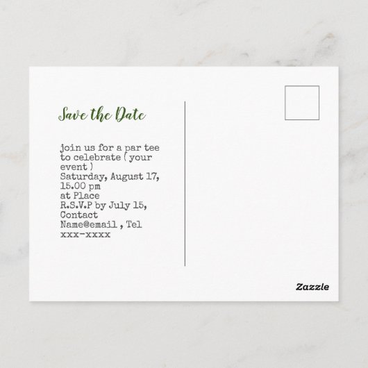 ゴルフはゴルフボールとティーで日付を保存 ポストカード (裏面)