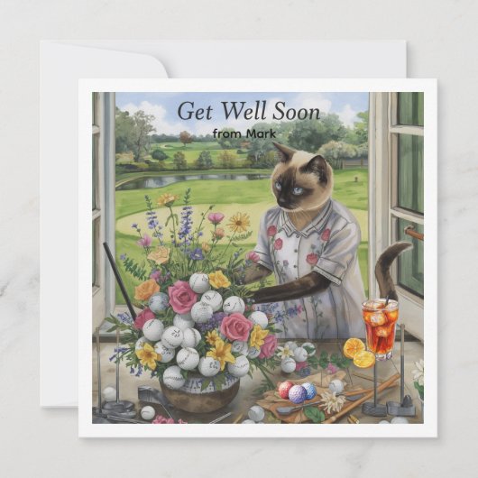 ゴルフはゴルフボールと花で早く上達する カード (正面)