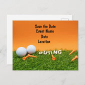 ゴルフはゴルフボールをオレンジにして日付を保存する ポストカード (正面/裏面)