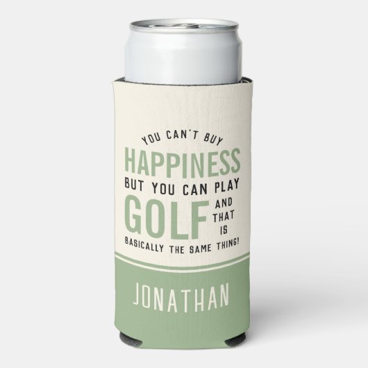 ゴルフはハピネスおもしろいゴルフ愛好家ギフト スリム缶クーラー (Seltzer裏面)