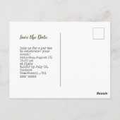 ゴルフは女性ピンクのためのゴルフボールで日付を保存 ポストカード (裏面)