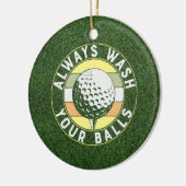 ゴルフは常にティーボールでボールを洗う セラミックオーナメント (左)