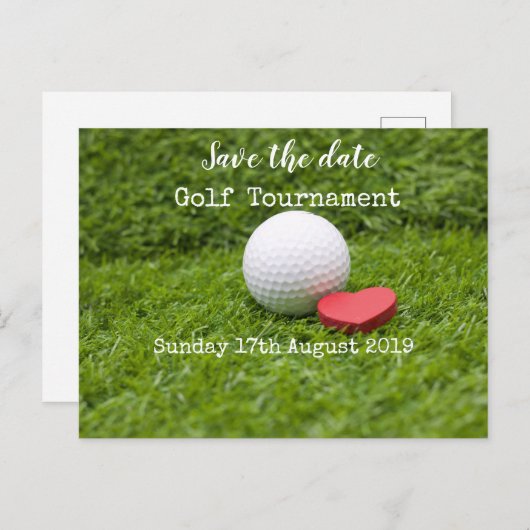 ゴルフは日付を保存するゴルフ大会の発表 案内ポストカード (正面/裏面)