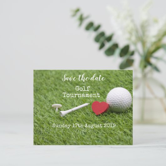 ゴルフは日付を保存するゴルフ大会の発表 案内ポストカード (スタンド正面)