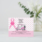 ゴルフは日付を保存Breast Cancer認識度ピンク ポストカード (スタンド正面)