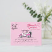 ゴルフは日付を保存Breast Cancer認識度ピンク ポストカード (スタンド正面)