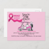 ゴルフは日付を保存Breast Cancer認識度ピンク ポストカード (正面/裏面)