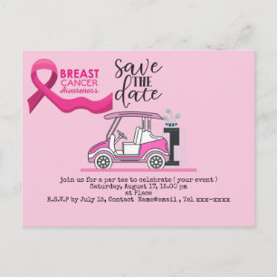 ゴルフは日付を保存Breast Cancer認識度ピンク ポストカード