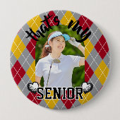 ゴルフは私のシニア選手の赤い黄色のボタン 缶バッジ (正面)