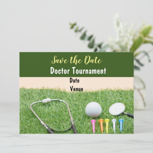ゴルフは私のセラピーゴルフボールと聴診器です 招待状 (スタンド正面)