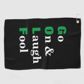 ゴルフは笑い愚か者の黒に行おもしろいく ゴルフタオル (横)