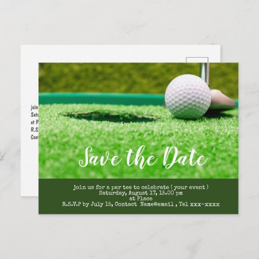 ゴルフは、1つの中にゴルフのボールのパッティングホールを保存する ポストカード (正面/裏面)