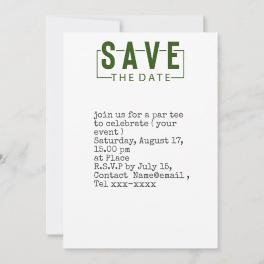 ゴルフは、1つの中にゴルフのボールのパッティングホールを保存する 招待状 (裏面)