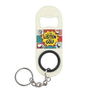 ゴルフもしギフトを聞話せ キーホルダー栓抜き