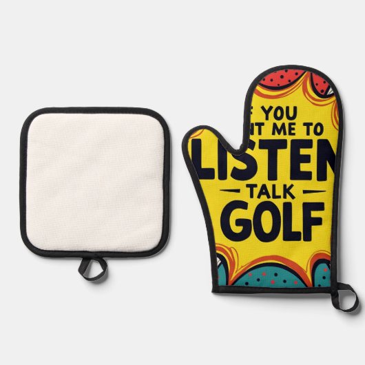 ゴルフもしギフトを聞話せ 鍋つかみ&鍋敷きセット (正面)