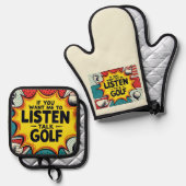 ゴルフもしギフトを聞話せ 鍋つかみ&鍋敷きセット (正面/裏面)