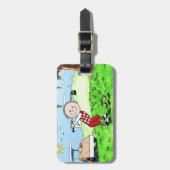 ゴルフをします、男性のパーソナライズでフレンドリーなフォークの漫画 ラゲッジタグ (正面縦)