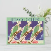 「ゴルフをしよう」アートデコスタイルのゴルフ招待状 招待状 (スタンド正面)