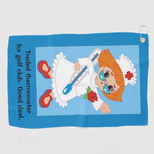 ゴルフをすることを愛する退職したなナースのためのおもしろい ゴルフタオル (横)