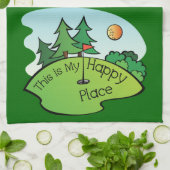 ゴルフをするゴルフコースの穴の幸せな場所 キッチンタオル (折り畳み)