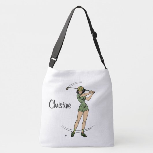 ゴルフをするパーソナル・レディ・ゴルファーのためのウォームアップ クロスボディバッグ (裏面)