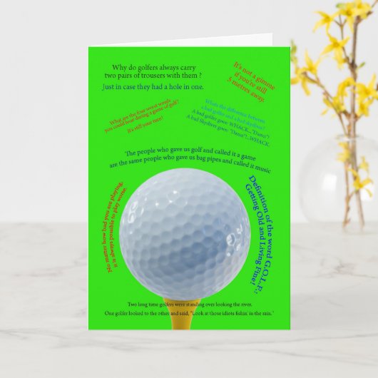 ゴルフをする冗談カード カード (黄色い花)