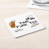 ゴルフをする時間の前部のティー スクエアペーパーコースター (アングル)