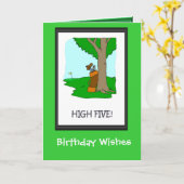 ゴルフをする誕生日カード、クラブのバッグ カード (黄色い花)