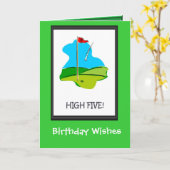 ゴルフをする誕生日カード、最終的な穴 カード (黄色い花)