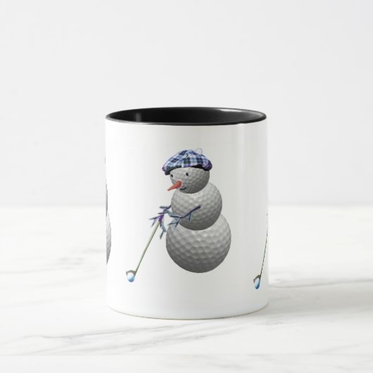 ゴルフをする雪だるま、ゴルフをする雪だるま、ゴルフをする雪だるま マグカップ (中央)