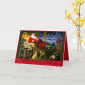 ゴルフをテーマにしたクリスマスカードにサンタ カード (黄色い花)