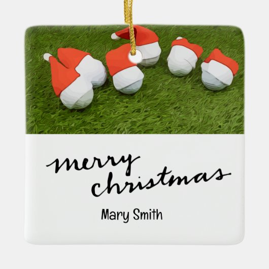 ゴルフをテーマにしたクリスマスギフトをゴルファーのために セラミックオーナメント (正面)
