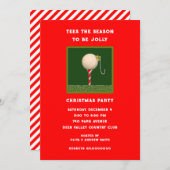 ゴルフをテーマにしたクリスマスホリデーパーティー 招待状 (正面/裏面)