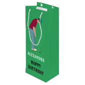 ゴルフをテーマにしたグリーン ワインギフトバッグ (裏面アングル)