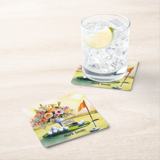 ゴルフをテーマにしたゴルフの引退 スクエアペーパーコースター (インサイチュ)