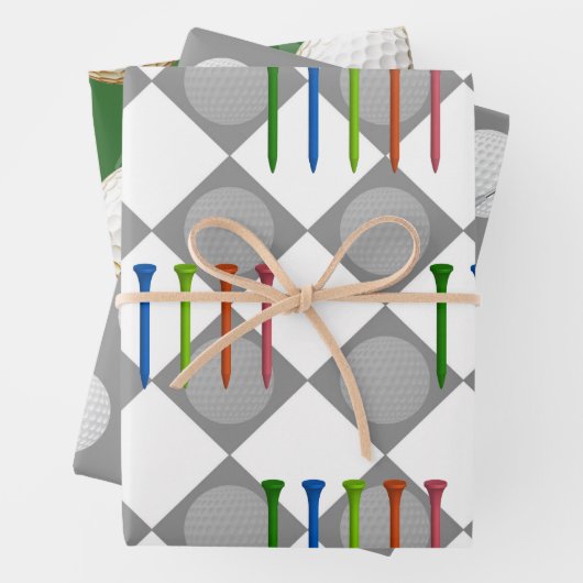 ゴルフをテーマにしたゴルフクリスマス ラッピングペーパーシート (インサイチュ)