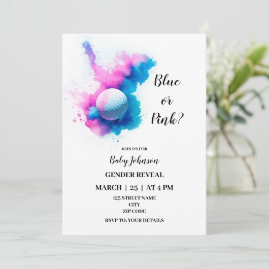 ゴルフをテーマにしたジェンダーの発表の招待 招待状 (スタンド正面)