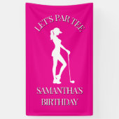 ゴルフをテーマにしたバッシュを持つレディ誕生日 横断幕 (縦)