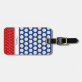 ゴルフをテーマにしたパターン名前をカスタムするネイビー ラゲッジタグ (正面横)