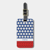 ゴルフをテーマにしたパターン名前をカスタムするネイビー ラゲッジタグ (正面縦)