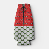 ゴルフをテーマにしたパターン名前をカスタムするレッド・グリーン ボトルクーラー (裏面)